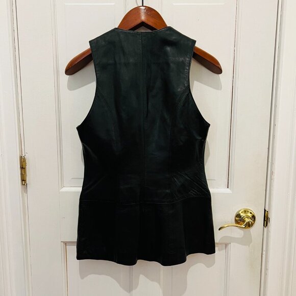 Women’s VTG Leather Vest LNR Sz 2 Snap Button Zip Pocket Made in USA - Picture 8 of 16